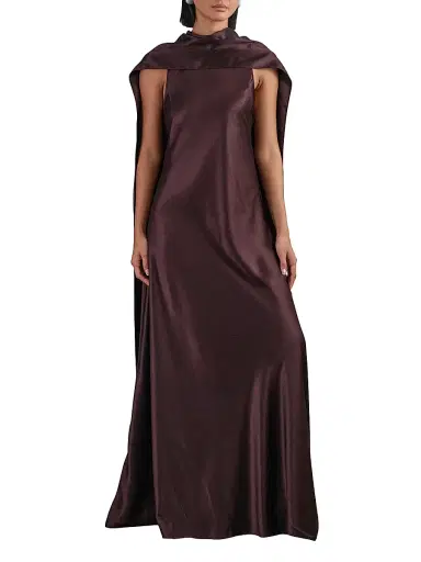 Reiss Women's Fae Satin Capeback Dress - Burgundy | Thumbnail 2 Reiss Women's Fae Satin Capeback Dress - Burgundy | Thumbnail 2