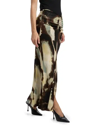 Nanushka Women's Grow Cheyen Watercolor Mesh Jersey Maxi Skirt - Watercolor Sage | Thumbnail 4 Nanushka Women's Grow Cheyen Watercolor Mesh Jersey Maxi Skirt - Watercolor Sage | Thumbnail 4