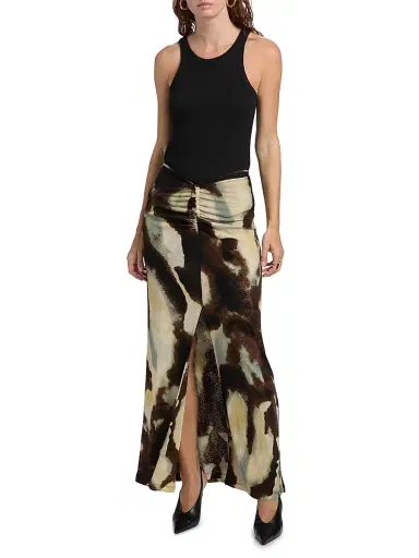 Nanushka Women's Grow Cheyen Watercolor Mesh Jersey Maxi Skirt - Watercolor Sage | Thumbnail 6 Nanushka Women's Grow Cheyen Watercolor Mesh Jersey Maxi Skirt - Watercolor Sage | Thumbnail 6