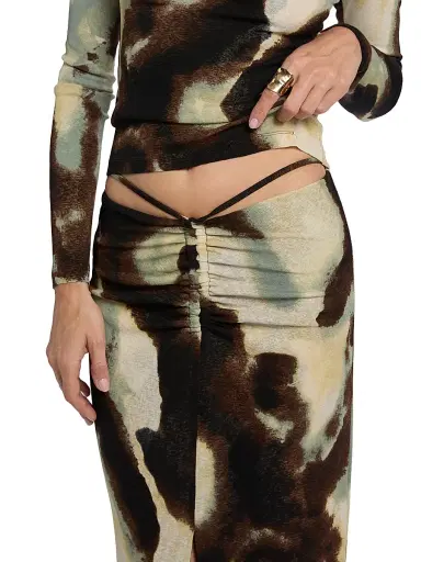 Nanushka Women's Grow Cheyen Watercolor Mesh Jersey Maxi Skirt - Watercolor Sage | Thumbnail 7 Nanushka Women's Grow Cheyen Watercolor Mesh Jersey Maxi Skirt - Watercolor Sage | Thumbnail 7