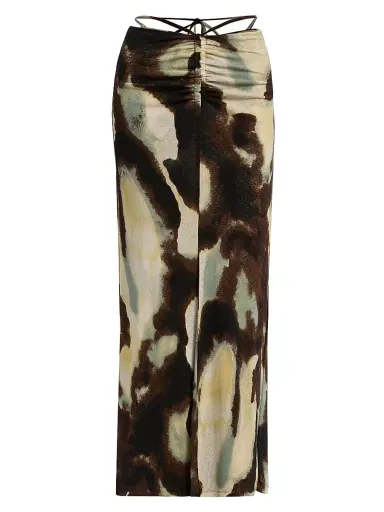 Nanushka Women's Grow Cheyen Watercolor Mesh Jersey Maxi Skirt - Watercolor Sage | Thumbnail 1 Nanushka Women's Grow Cheyen Watercolor Mesh Jersey Maxi Skirt - Watercolor Sage | Thumbnail 1