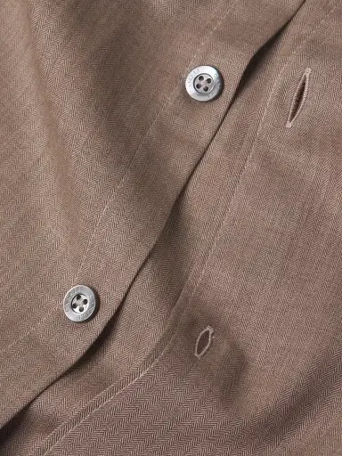 Canali Men's Herringbone Button-Front Sport Shirt - Tan | Thumbnail 6 Canali Men's Herringbone Button-Front Sport Shirt - Tan | Thumbnail 6