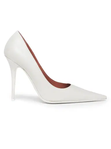 Amina Muaddi Women's Barbara 105MM Leather Pumps - Nappa White - Size 12 | Thumbnail 1 Amina Muaddi Women's Barbara 105MM Leather Pumps - Nappa White - Size 12 | Thumbnail 1