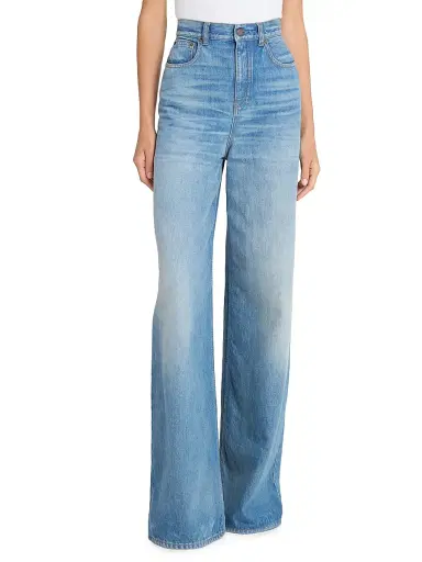 Chloé Women's High-Rise Wide-Leg Jeans - Dream Blue | Thumbnail 3 Chloé Women's High-Rise Wide-Leg Jeans - Dream Blue | Thumbnail 3