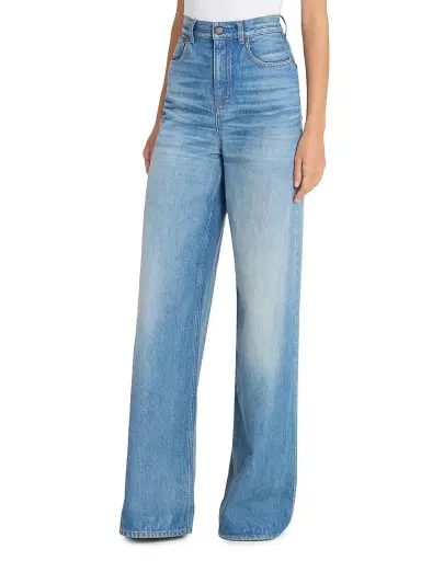 Chloé Women's High-Rise Wide-Leg Jeans - Dream Blue | Thumbnail 4 Chloé Women's High-Rise Wide-Leg Jeans - Dream Blue | Thumbnail 4