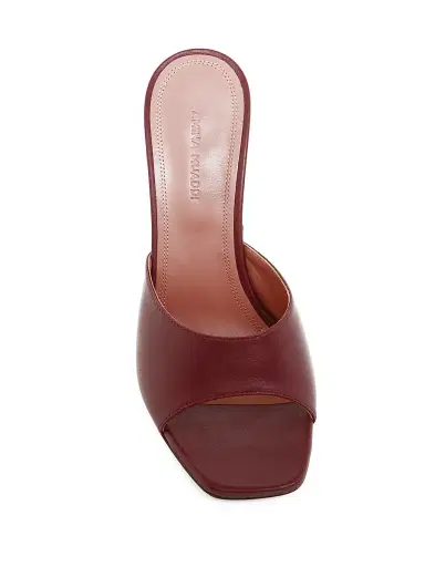 Amina Muaddi Women's Lupita 95MM Leather Mules - Nappa Wine | Thumbnail 4 Amina Muaddi Women's Lupita 95MM Leather Mules - Nappa Wine | Thumbnail 4