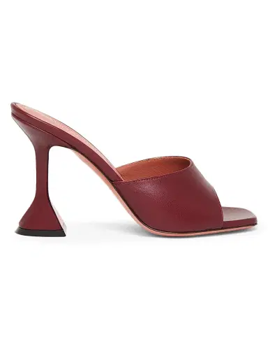 Amina Muaddi Women's Lupita 95MM Leather Mules - Nappa Wine | Thumbnail 1 Amina Muaddi Women's Lupita 95MM Leather Mules - Nappa Wine | Thumbnail 1