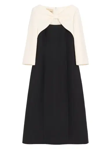 Valentino Garavani Women's Crepe Couture Midi Dress - Black Ivory - Size 2 | Thumbnail 1 Valentino Garavani Women's Crepe Couture Midi Dress - Black Ivory - Size 2 | Thumbnail 1