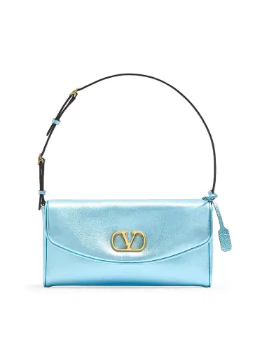 Valentino Garavani Women's DeVain Small Shoulder Bag in Laminated Nappa Leather - Azure | Thumbnail 1 Valentino Garavani Women's DeVain Small Shoulder Bag in Laminated Nappa Leather - Azure | Thumbnail 1