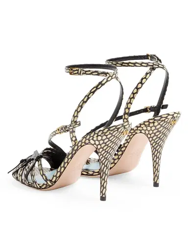 Valentino Garavani Women's Nodine Elaphe 100MM Sandals - Ivory Black - Size 9.5 | Thumbnail 3 Valentino Garavani Women's Nodine Elaphe 100MM Sandals - Ivory Black - Size 9.5 | Thumbnail 3