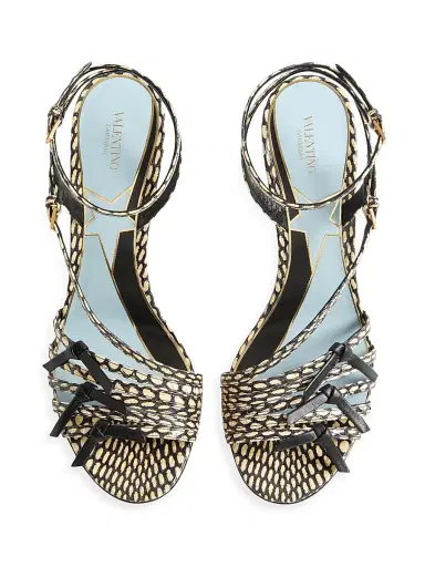 Valentino Garavani Women's Nodine Elaphe 100MM Sandals - Ivory Black - Size 9.5 | Thumbnail 4 Valentino Garavani Women's Nodine Elaphe 100MM Sandals - Ivory Black - Size 9.5 | Thumbnail 4