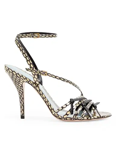 Valentino Garavani Women's Nodine Elaphe 100MM Sandals - Ivory Black - Size 9.5 | Thumbnail 1 Valentino Garavani Women's Nodine Elaphe 100MM Sandals - Ivory Black - Size 9.5 | Thumbnail 1