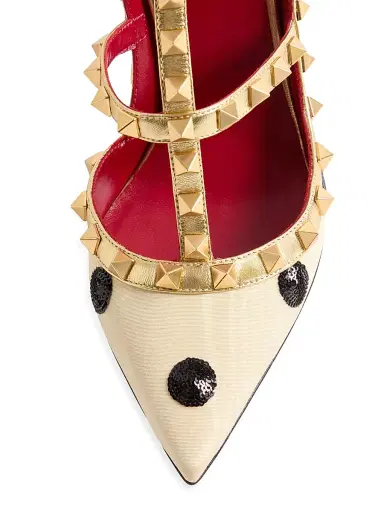 Valentino Garavani Women's Rockstud 100MM Pumps with Plus De Pois Embroidery - Butter Black - Size 7.5 | Thumbnail 6 Valentino Garavani Women's Rockstud 100MM Pumps with Plus De Pois Embroidery - Butter Black - Size 7.5 | Thumbnail 6