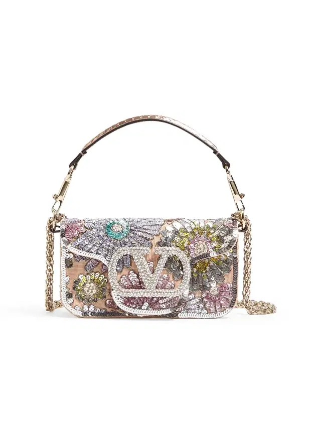 Women's Locò Embroidered Shoulder Bag with Jewel Logo - Multicolored Women's Locò Embroidered Shoulder Bag with Jewel Logo - Multicolored