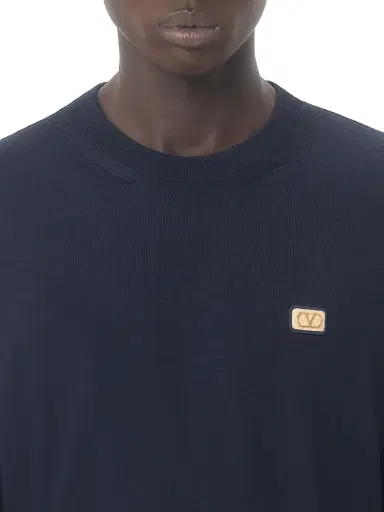 Valentino Garavani Men's Wool Sweater with Vlogo Patch | Thumbnail 5 Valentino Garavani Men's Wool Sweater with Vlogo Patch | Thumbnail 5
