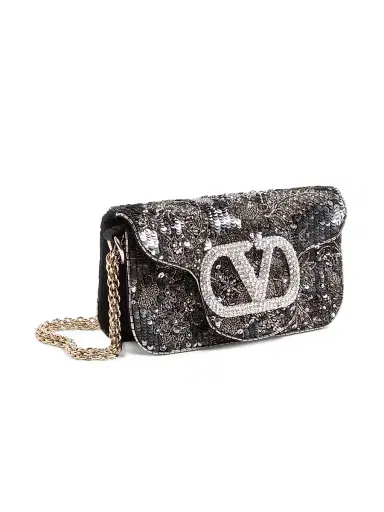 Valentino Garavani Women's Locò Small Embroidered Top Handle Bag with Jewel Logo | Thumbnail 4 Valentino Garavani Women's Locò Small Embroidered Top Handle Bag with Jewel Logo | Thumbnail 4