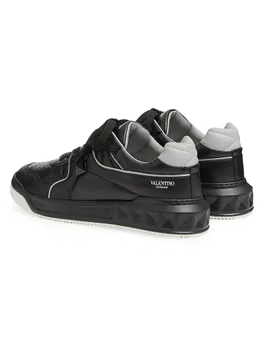 Valentino Garavani Men's One Stud Low-Top Nappa Sneaker - Black | Thumbnail 3 Valentino Garavani Men's One Stud Low-Top Nappa Sneaker - Black | Thumbnail 3