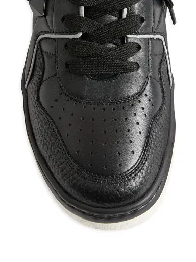 Valentino Garavani Men's One Stud Low-Top Nappa Sneaker - Black | Thumbnail 5 Valentino Garavani Men's One Stud Low-Top Nappa Sneaker - Black | Thumbnail 5
