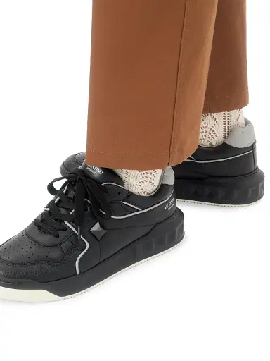 Valentino Garavani Men's One Stud Low-Top Nappa Sneaker - Black | Thumbnail 8 Valentino Garavani Men's One Stud Low-Top Nappa Sneaker - Black | Thumbnail 8