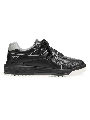 Valentino Garavani Men's One Stud Low-Top Nappa Sneaker - Black | Thumbnail 1 Valentino Garavani Men's One Stud Low-Top Nappa Sneaker - Black | Thumbnail 1