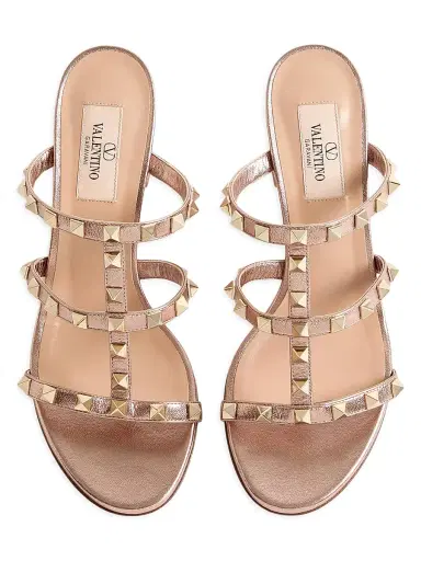 Valentino Garavani Women's Rockstud Slide 60MM Sandals in Laminated Nappa | Thumbnail 4 Valentino Garavani Women's Rockstud Slide 60MM Sandals in Laminated Nappa | Thumbnail 4
