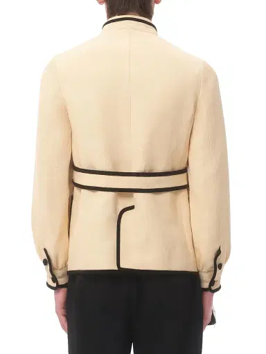 Valentino Garavani Men's Silk and Jute Canvas Jacket with VG Embroidery - Butter | Thumbnail 5 Valentino Garavani Men's Silk and Jute Canvas Jacket with VG Embroidery - Butter | Thumbnail 5