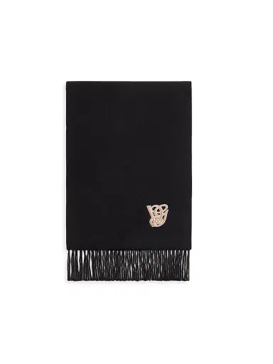 Valentino Garavani Men's Embroidered Wool and Cashmere Scarf - Black | Thumbnail 3 Valentino Garavani Men's Embroidered Wool and Cashmere Scarf - Black | Thumbnail 3