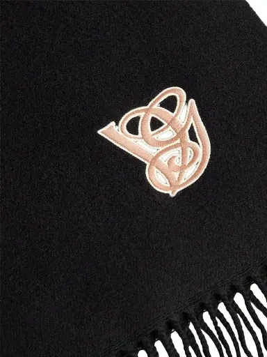 Valentino Garavani Men's Embroidered Wool and Cashmere Scarf - Black | Thumbnail 4 Valentino Garavani Men's Embroidered Wool and Cashmere Scarf - Black | Thumbnail 4
