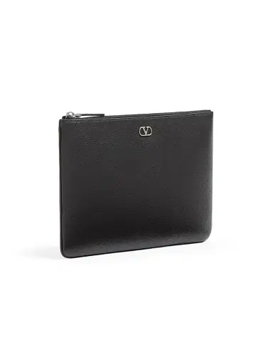 Valentino Garavani Men's VLogo Signature Grainy Calfskin Pouch - Black | Thumbnail 3 Valentino Garavani Men's VLogo Signature Grainy Calfskin Pouch - Black | Thumbnail 3