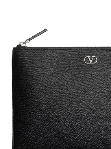 Valentino Garavani Men's VLogo Signature Grainy Calfskin Pouch - Black | Thumbnail 7 Valentino Garavani Men's VLogo Signature Grainy Calfskin Pouch - Black | Thumbnail 7