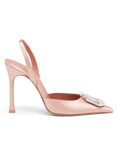 Amina Muaddi Women's Camelia 105MM Silk Satin Slingback Pumps | Thumbnail 1 Amina Muaddi Women's Camelia 105MM Silk Satin Slingback Pumps | Thumbnail 1