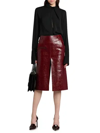 Tom Ford Women's Snake-Effect Leather Midi-Skirt - Ruby Red - Size 12 | Thumbnail 2 Tom Ford Women's Snake-Effect Leather Midi-Skirt - Ruby Red - Size 12 | Thumbnail 2