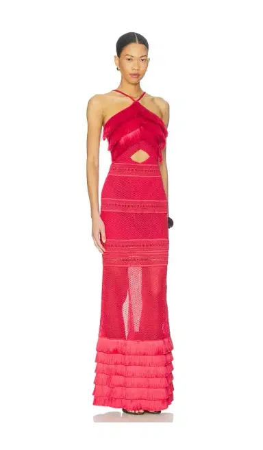 PatBO Radiant Fringe Halterneck Maxi Dress | Thumbnail 2 PatBO Radiant Fringe Halterneck Maxi Dress | Thumbnail 2