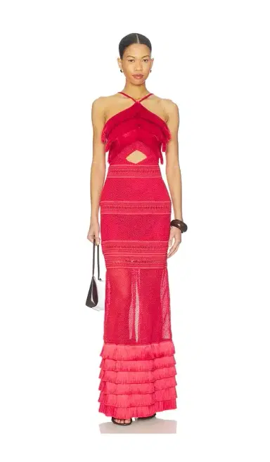 PatBO Radiant Fringe Halterneck Maxi Dress | Thumbnail 1 PatBO Radiant Fringe Halterneck Maxi Dress | Thumbnail 1