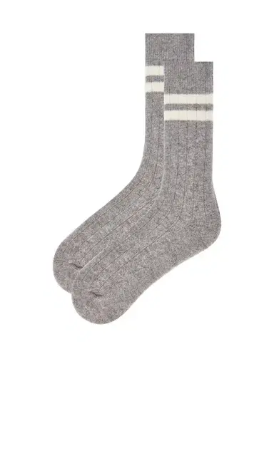 White + Warren Cashmere Ribbed Striped Socks | Thumbnail 2 White + Warren Cashmere Ribbed Striped Socks | Thumbnail 2