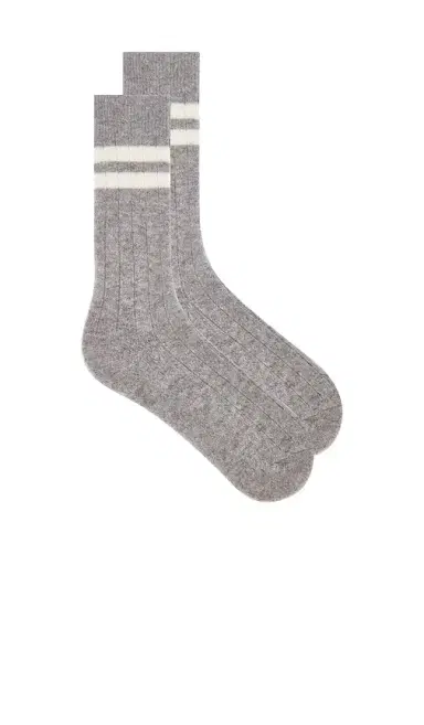 White + Warren Cashmere Ribbed Striped Socks | Thumbnail 1 White + Warren Cashmere Ribbed Striped Socks | Thumbnail 1