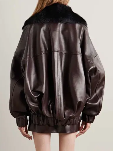 Khaite Daemon Oversized Shearling-trimmed Leather Jacket | Thumbnail 4 Khaite Daemon Oversized Shearling-trimmed Leather Jacket | Thumbnail 4