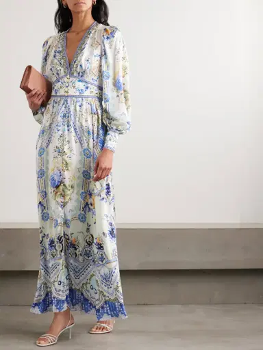 Camilla Crystal-embellished Shirred Printed Silk Maxi Dress | Thumbnail 2 Camilla Crystal-embellished Shirred Printed Silk Maxi Dress | Thumbnail 2