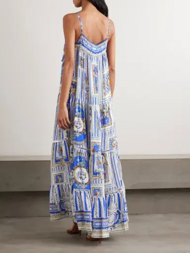 Camilla Tie-detailed Lace-trimmed Tiered Printed Silk-satin Maxi Dress | Thumbnail 3 Camilla Tie-detailed Lace-trimmed Tiered Printed Silk-satin Maxi Dress | Thumbnail 3