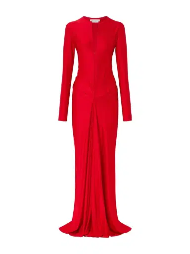 Victoria Beckham Gathered Satin Gown | Thumbnail 1 Victoria Beckham Gathered Satin Gown | Thumbnail 1