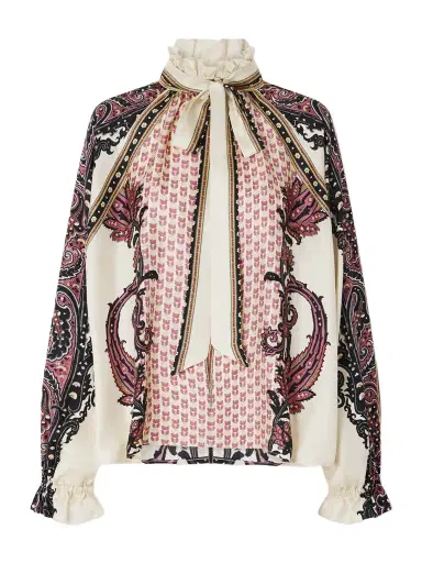 Etro Pussy-bow Ruffled Printed Silk-twill Blouse | Thumbnail 1 Etro Pussy-bow Ruffled Printed Silk-twill Blouse | Thumbnail 1