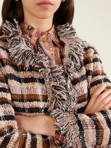 Etro Fringed Checked Tweed Jacket | Thumbnail 4 Etro Fringed Checked Tweed Jacket | Thumbnail 4