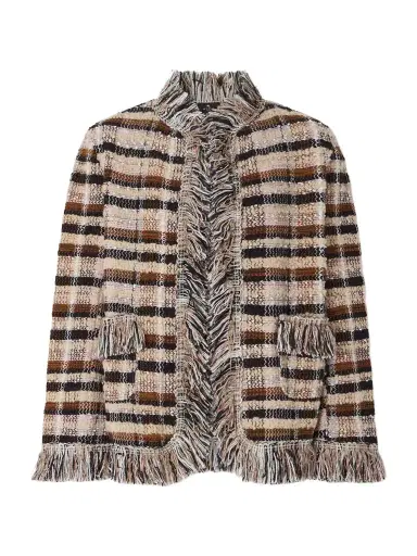 Etro Fringed Checked Tweed Jacket | Thumbnail 1 Etro Fringed Checked Tweed Jacket | Thumbnail 1