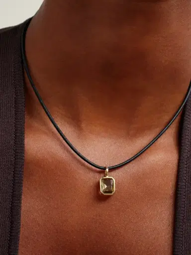 By Pariah Orbit Prism 14-karat Recycled Gold, Leather And Quartz Necklace | Thumbnail 2 By Pariah Orbit Prism 14-karat Recycled Gold, Leather And Quartz Necklace | Thumbnail 2