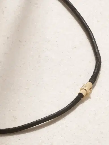 By Pariah Orbit Prism 14-karat Recycled Gold, Leather And Quartz Necklace | Thumbnail 3 By Pariah Orbit Prism 14-karat Recycled Gold, Leather And Quartz Necklace | Thumbnail 3