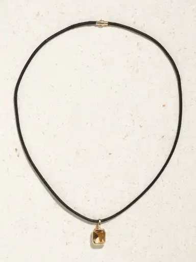 By Pariah Orbit Prism 14-karat Recycled Gold, Leather And Quartz Necklace | Thumbnail 4 By Pariah Orbit Prism 14-karat Recycled Gold, Leather And Quartz Necklace | Thumbnail 4