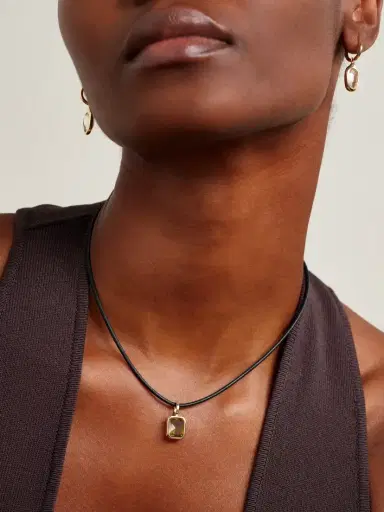 By Pariah Orbit Prism 14-karat Recycled Gold, Leather And Quartz Necklace | Thumbnail 5 By Pariah Orbit Prism 14-karat Recycled Gold, Leather And Quartz Necklace | Thumbnail 5