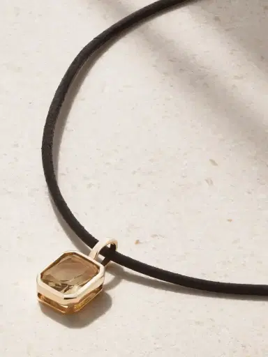 By Pariah Orbit Prism 14-karat Recycled Gold, Leather And Quartz Necklace | Thumbnail 1 By Pariah Orbit Prism 14-karat Recycled Gold, Leather And Quartz Necklace | Thumbnail 1