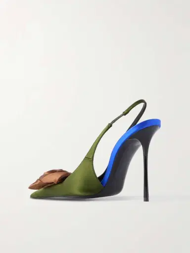 Saint Laurent Amalia Appliquéd Satin Slingback Sandals | Thumbnail 3 Saint Laurent Amalia Appliquéd Satin Slingback Sandals | Thumbnail 3