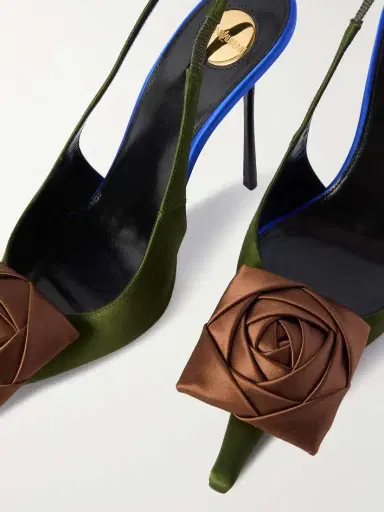 Saint Laurent Amalia Appliquéd Satin Slingback Sandals | Thumbnail 4 Saint Laurent Amalia Appliquéd Satin Slingback Sandals | Thumbnail 4